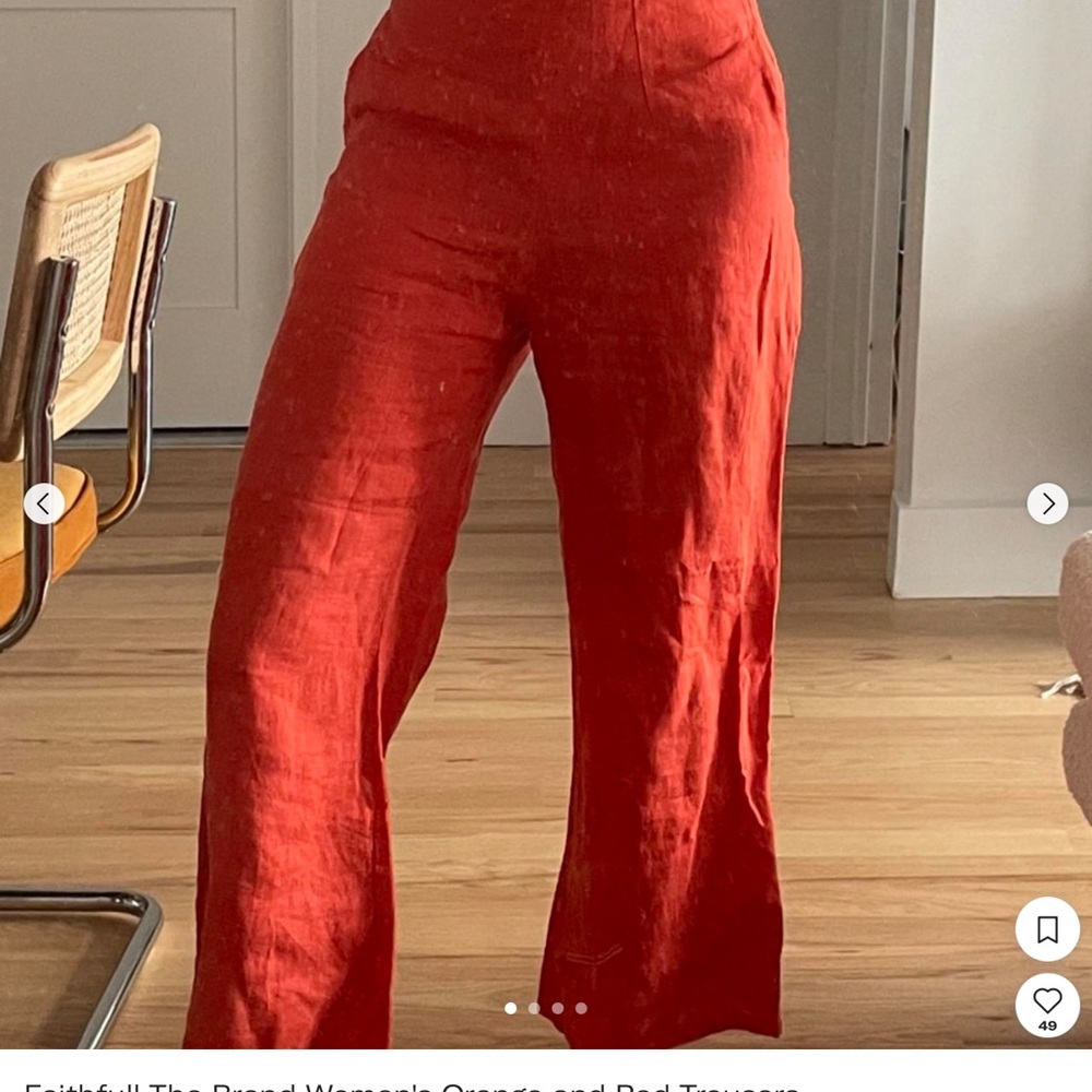 Faithful the brand linen cropped wide leg Orange Pants